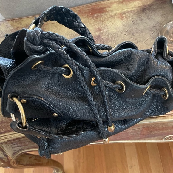 Michael Kors Black Leather Tote Shoulder Bag Woven - Picture 8 of 10